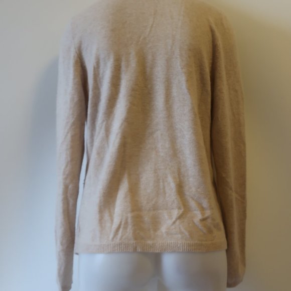 *Womens Sutton Cashmere Beige Cashmere V-Neck Faux Layered Cardigan Sweater L CO - Picture 11 of 13
